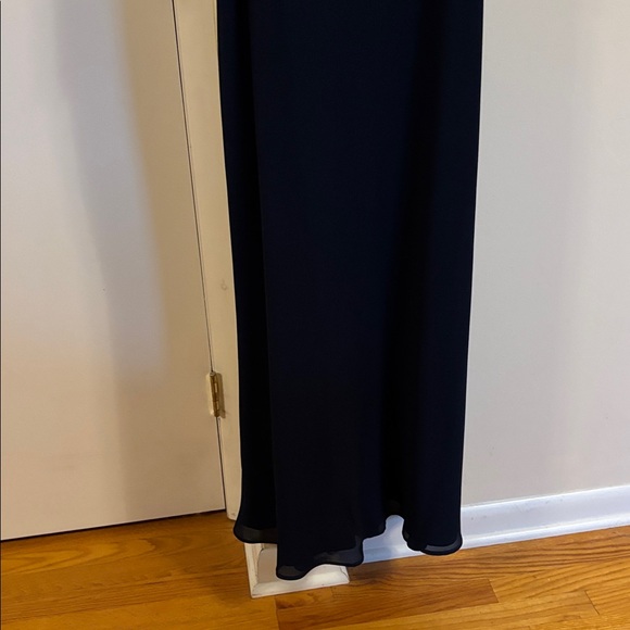 Off the shoulder Blue Lace gown with crepe skirt - Picture 2 of 5